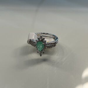 BP Silver and Teal Green Gemstone Ring